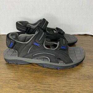 Ozark Trail Calvin Men's Black/Gray/Blue Triple Strap Sport Sandals Size 9